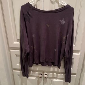 Comfy Dark Gray Sweater With Stars Women’s Size S